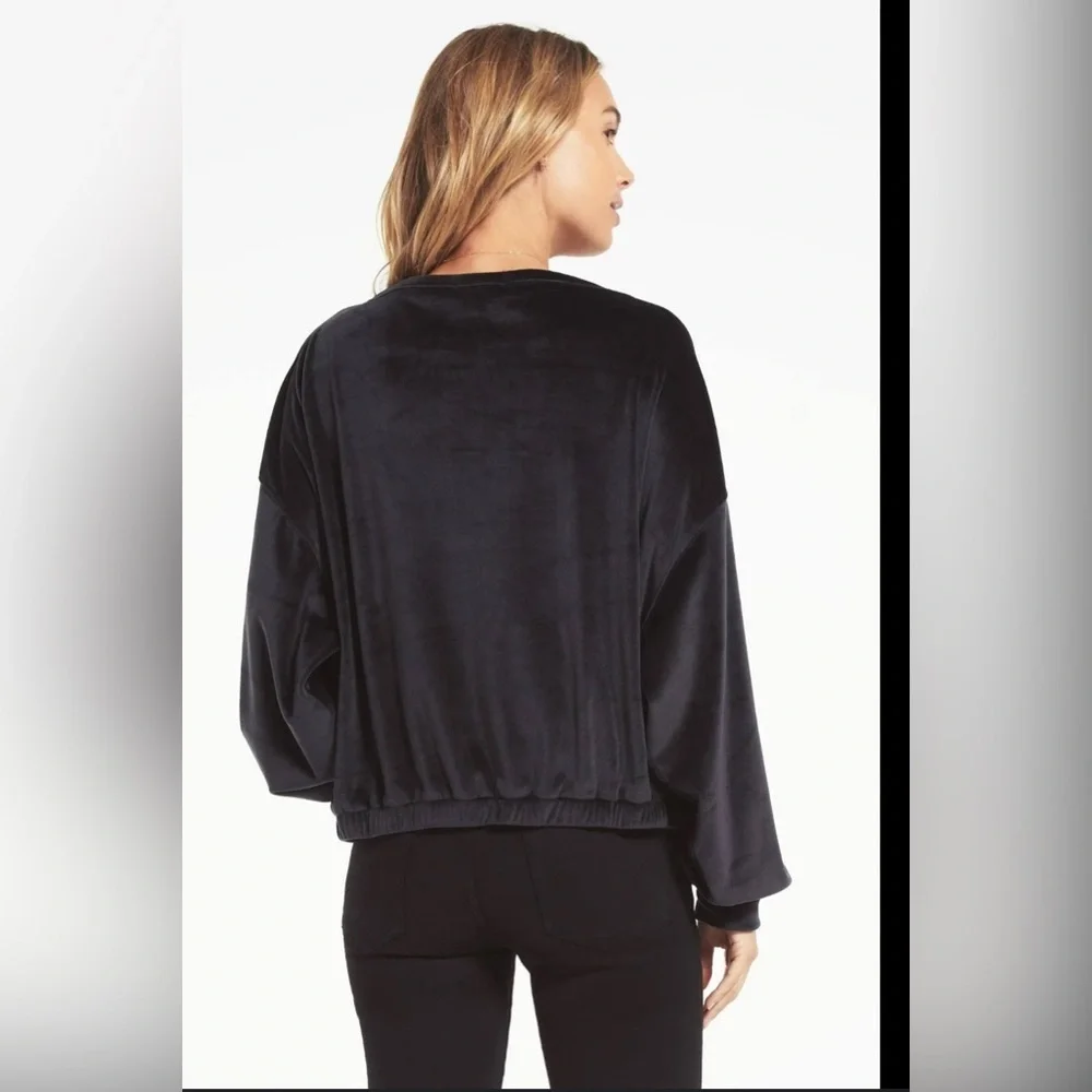 Z Supply Black Bodhi Velour Sweatshirt - Picture 6 of 6